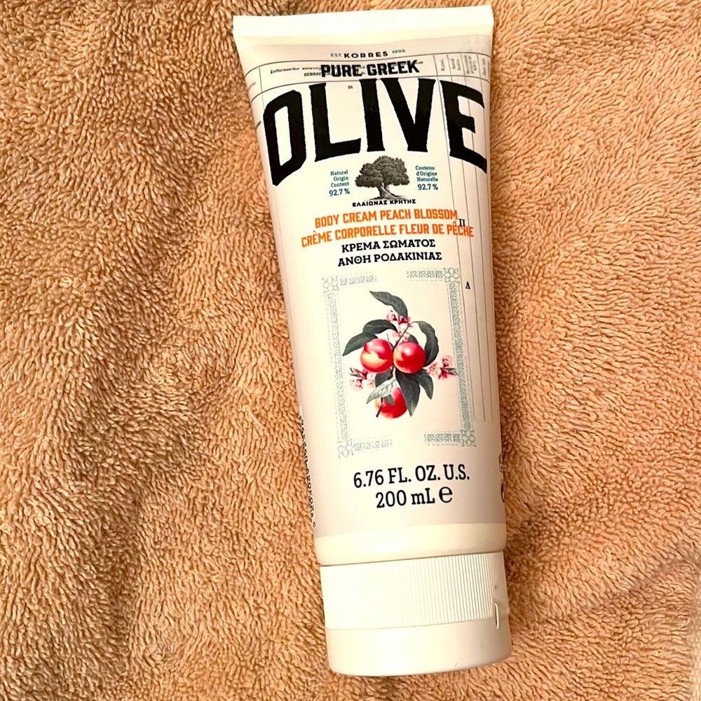 NWOT Korres Pure Greek Olive peach blossom body cream